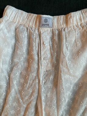 Parke White Eyelet Button-Front Pajama Pants